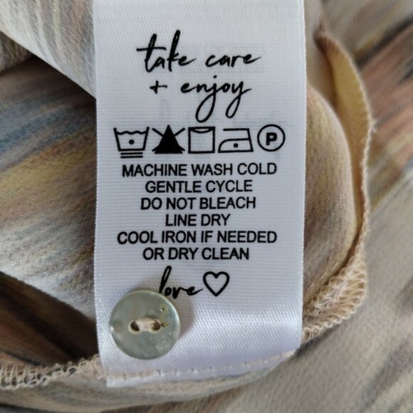 NIC+ZOE Woven Ikat Button Front Blouse XL Beige Tan Office Casual F211644 - Picture 7 of 8